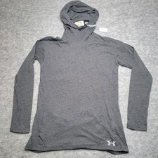 New Under Armour Women Hoodie S Gray Pockets Pullover Loose Heatgear Lightweight