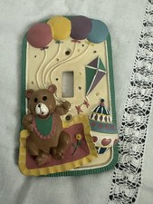 Ceramic Handmade Teddy Bear Balloons Kite Nursery Light Switch Plate Cover