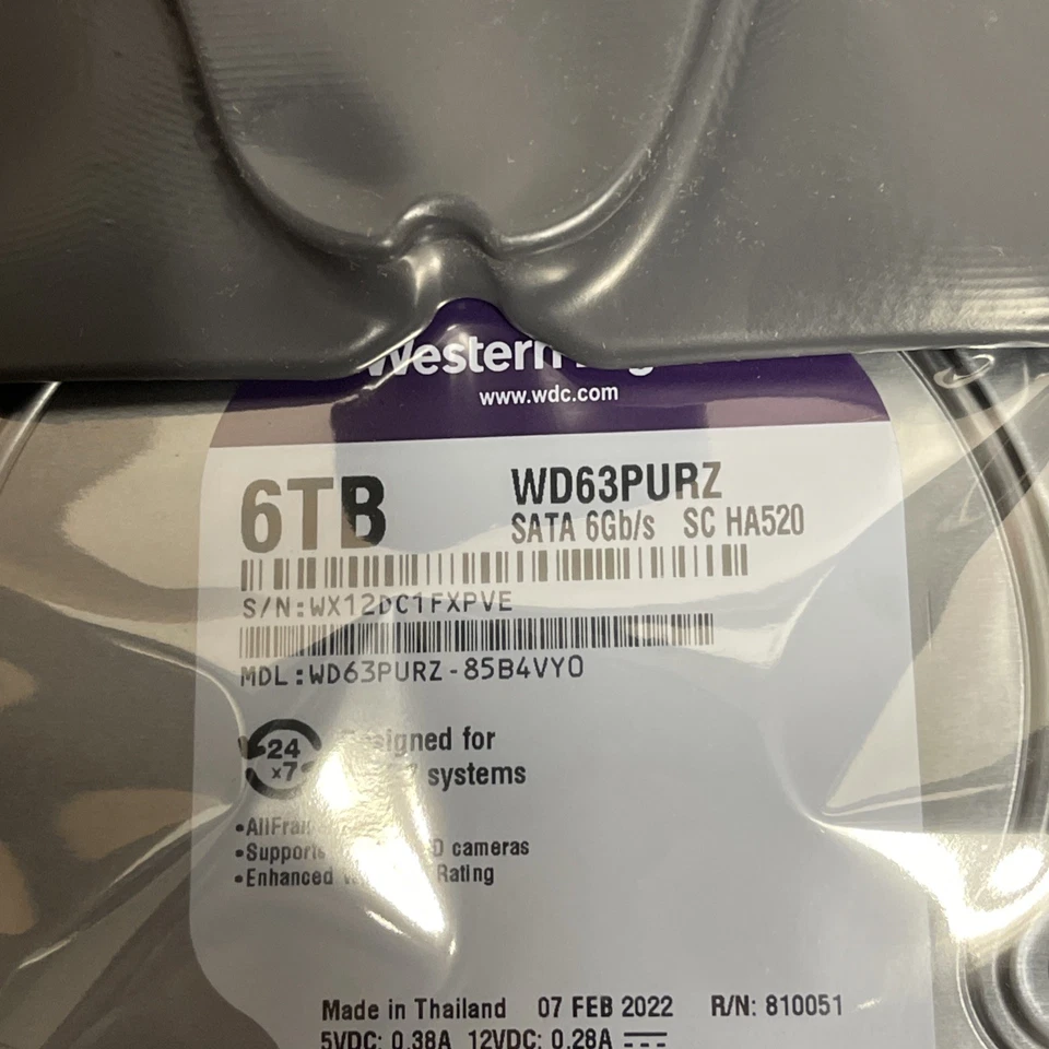 Western Digital WD63PURZ 6TB Purple 3.5" SATA Surveillance Hard Drive 6Gb/s  102 - Image 2 of 4