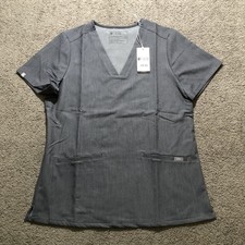 FIGS Casma Three-Pocket Scrub Top Womens Medium Gray Stretch Nursing Medical