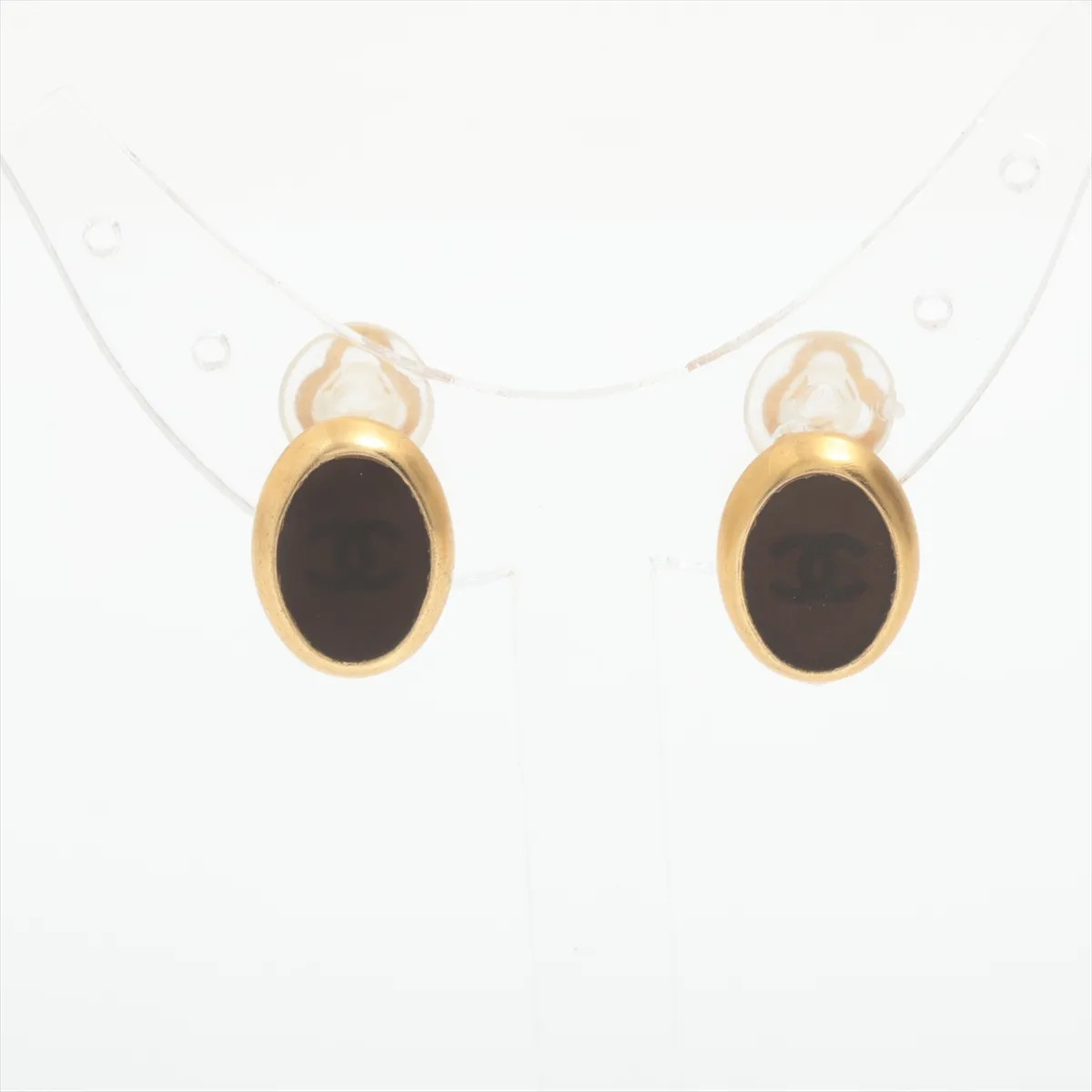 Chanel 99A Earrings (for both ears) GP Black×Gold