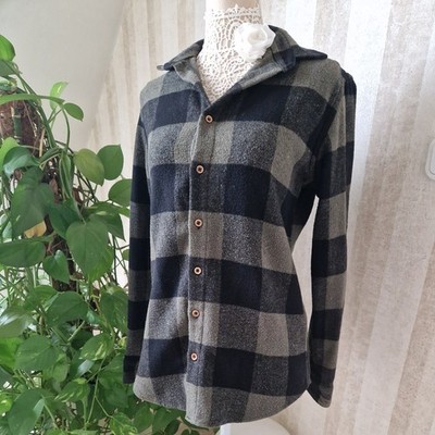 Hemd Bluse kartiert Holzfäller oversize Dicker Stoff Schwarz Oliv 36 Jagdhemd