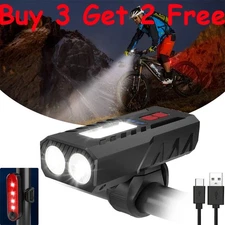 USB Rechargeable LED Cycle Bike Headlight Tail Light Flashlight With Power Bank
