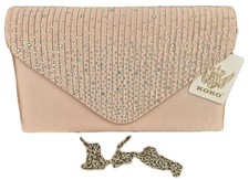 Womens NUDE Clutch Bag  by KOKO Evening Wedding Shoulder  Party  [247]