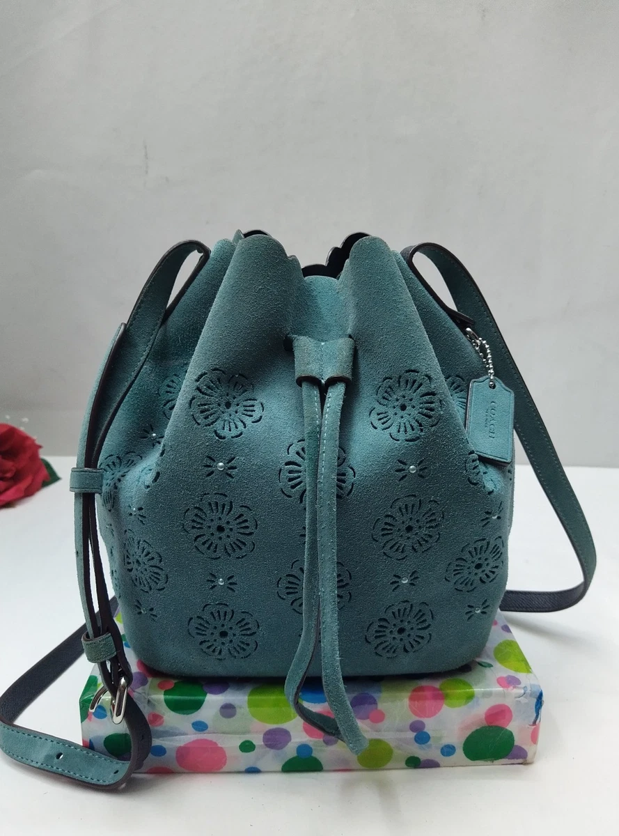 Coach Women's Suede Exterior Blue Bags & Handbags for Women for