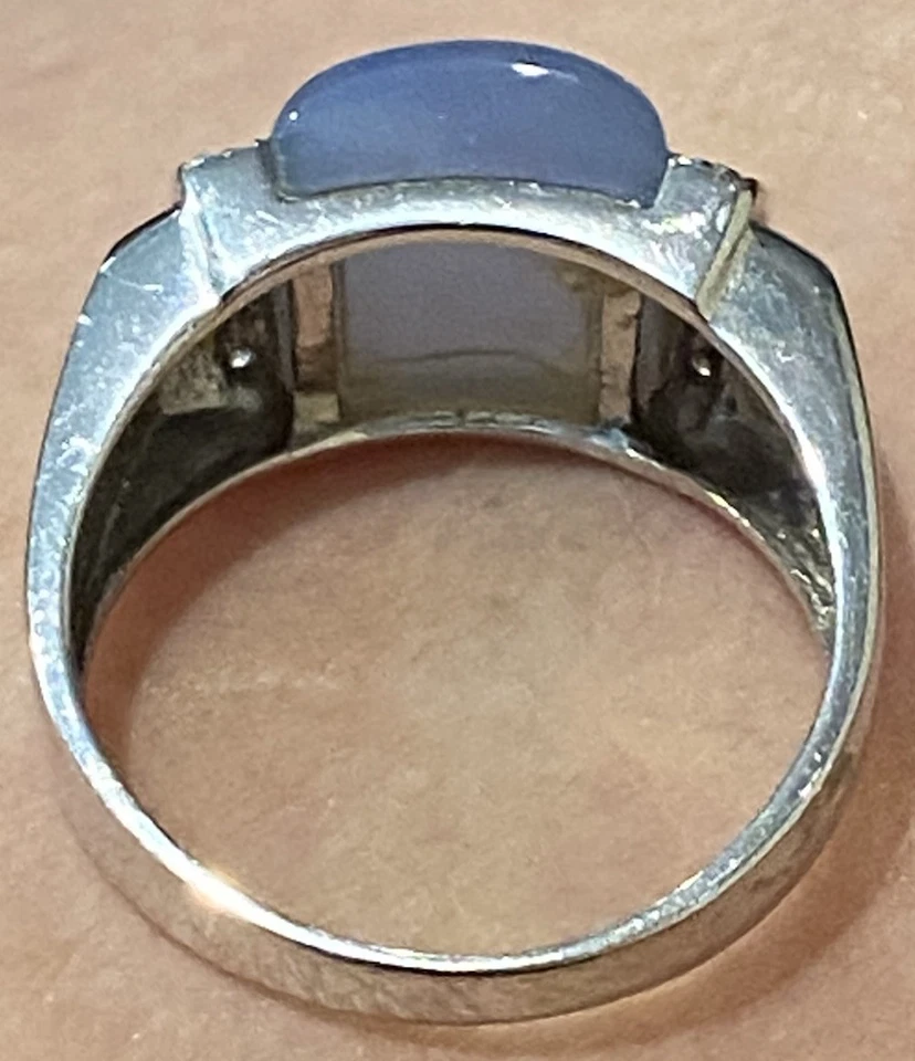 Anillo de calcedonia de oro blanco de 14k BH Effy con detalles de diamantes - talla 7 Foto 4 de 4