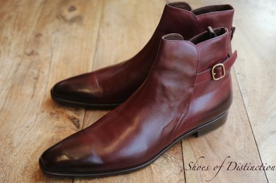 PRADA Burgundy Leather Jodhpur Gold Buckle Boots Shoes UK 11 US 12 EU 45