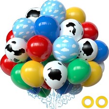 Toy Inspired Story Party Decorations, 68Pcs Red Green Yellow Blue Cloud Cartoon