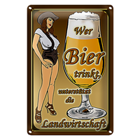 Blechschild Pinup 20X30Cm Wer Bier Trinkt UnterstüTzt Land