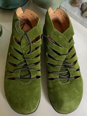 Edle Think Schnürschuhe moosgrün Rauhleder in Gr. 37,5 Top!