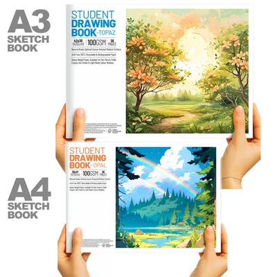 PLG A3 A4 Künstler Skizzenbuch Zeichenblock weiß 100 GSM Patronenpapier