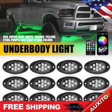 12X LED RGB 12V Rock Light Pods Underbody Glow Offroad Lamp SUV Pickup Truck UTV