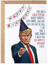 Funny Trump Birthday Card for Women Men - Humorous Donald 5x7 inches,