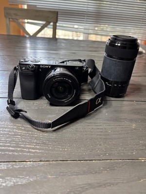 Sony Alpha A6000 24.3MP Digital Camera - Black (Kit with 16-50mm & 55-210mm Zoom