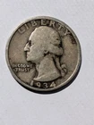 1934-P Washington Quarter, Circulated, 90% Silver, w/subtle Toning