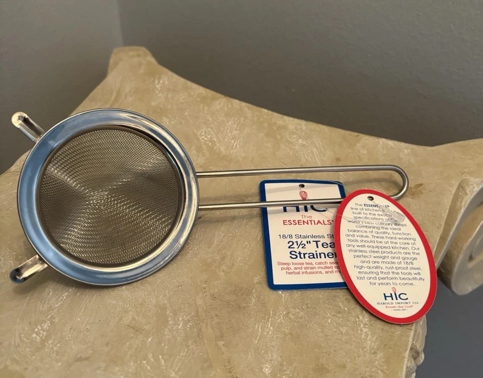 Novo Filtro de Chá H/C Duplo - Orelha Malha Fina com Cabo Aço Inoxidável 2,5 Polegadas - Imagem 2 de 2