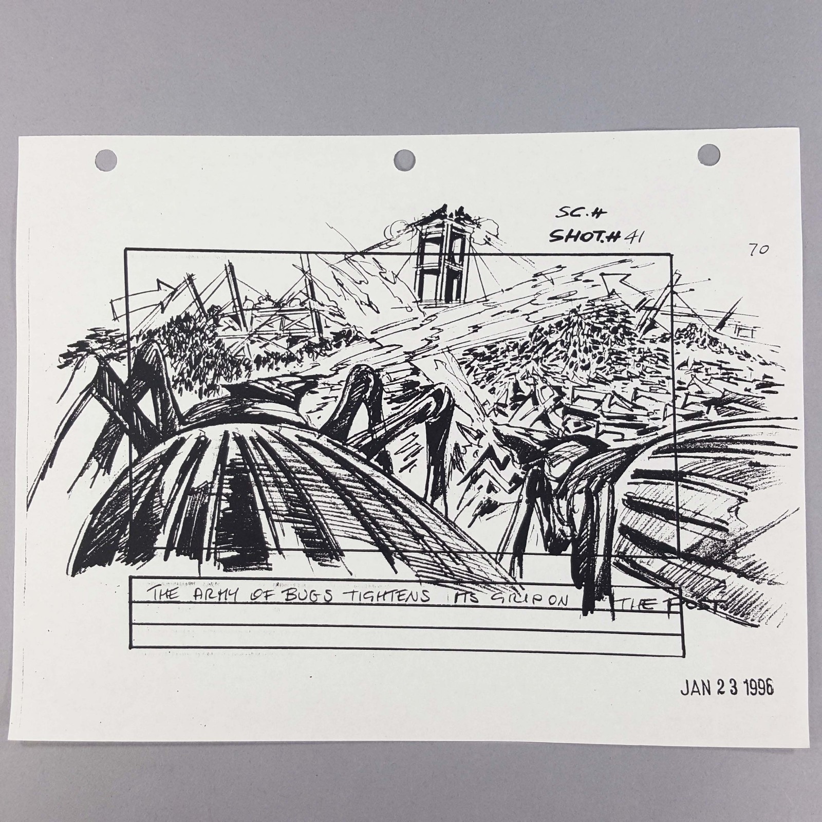Starship Troopers Original Storyboard Bug Swarm Overruns Outpost Movie Prop COA