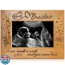 Jenaai Tiny Miracle Engraved Baby Ultrasound Picture Frame New Mom Gift Wood 