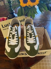 Sneakers Women Lucky Brand, New in Box, Sz 9, White leather, Green suede