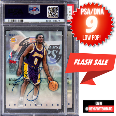 1997 Topps Stadium Club Kobe Bryant ON CARD AUTO Signed PSA/DNA 9 