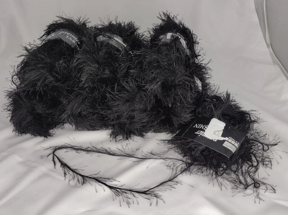 Lot of 7 Skeins Black Premier Jasmine Yarn 98 yards 50 g ea.  Eyelash - like - Image 2 of 4