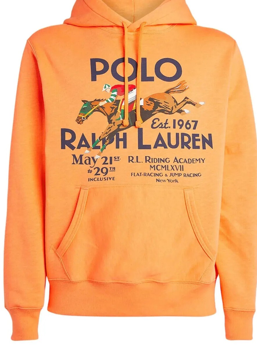 Polo Ralph Lauren Orange Equestrian Player Fleece Sweatshirt