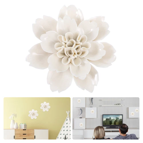 1PC Wall Ceramic Flower Sculpture 3D Wall Hanging Decoration Home Decor - Picture 3 of 12