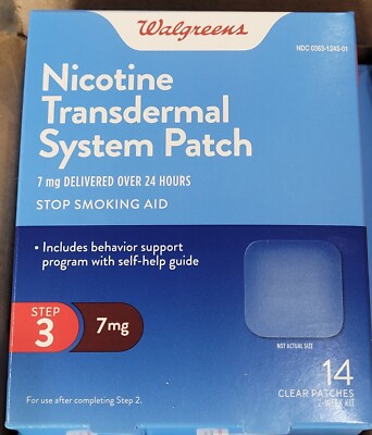 Walgreens Step 3 Nicotine 7mg Transdermal System Patch 14 patches EXP 01/25
