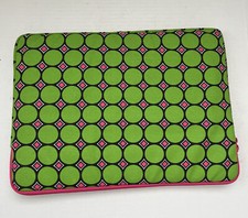 Green Pink Geometric Pattern Computer Lap Top Case Sleeve Bag 11" x 15  Zipper