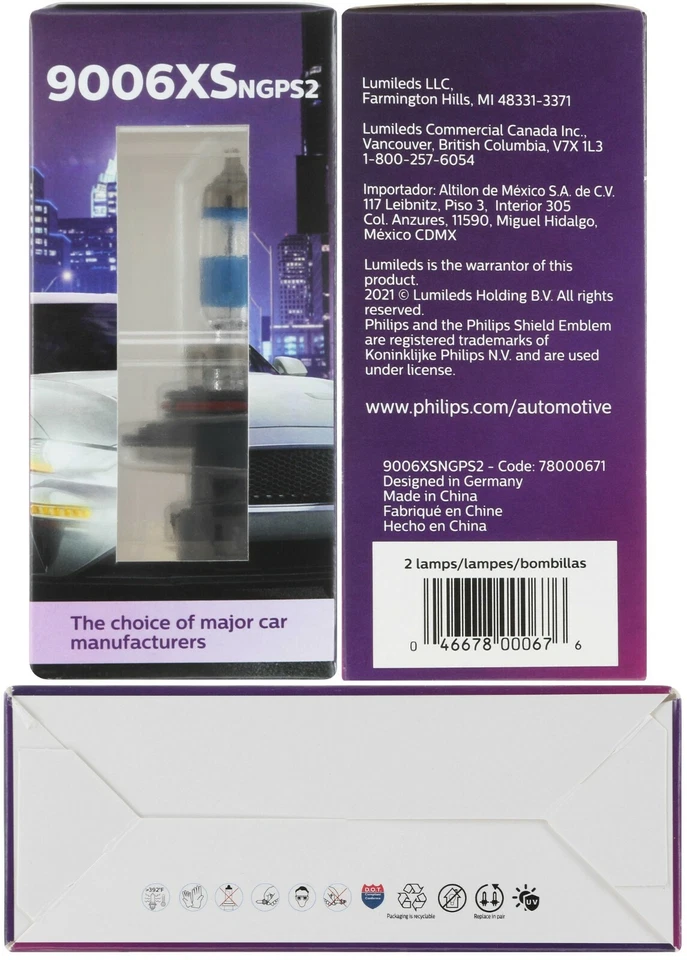 Philips Night Guide Platinum 9006XS 55W Dos Bombillas Cabezal Luz Repuesto Lámpara OE Foto 4 de 4