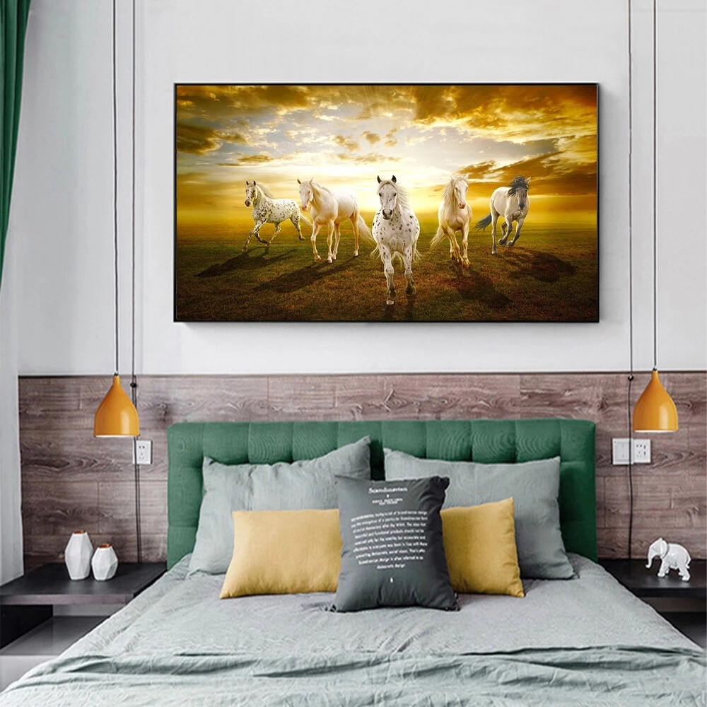 Seven Horses Running Animal Canvas Painting Canvas Wall Art Home Decor Poster