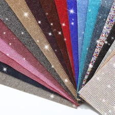 24 40cm Hotfix Glass Rhinestones Mesh Trim Crystal Fabric Sheet Strass Appliques