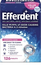 Efferdent Retainer, Denture Cleaning Minty Tablets, Fresh Clean 126tab Kills 99%