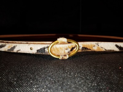 Women's ~ TALBOTS ~ Dyed Calf Hair Leather Extra Thin BELT ~ XS ~ Gold Buckle