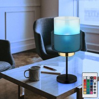Nachttischleuchte Tischlampe Beistellleuchte Glas Led Fernbedienung Rgb Gitter