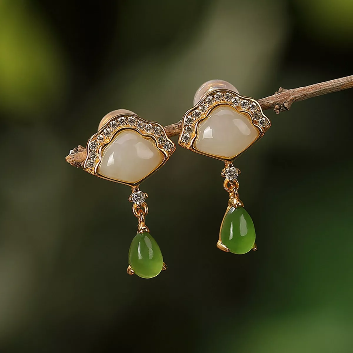 Natural on sale jade earrings