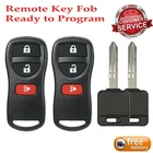 2x Entry Remote Control Keyless Key Fob for Nissan+2 Ignition Car Key For Nissan