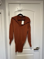 Carpetcom burnt orange split neck medium NWT sweater dress 