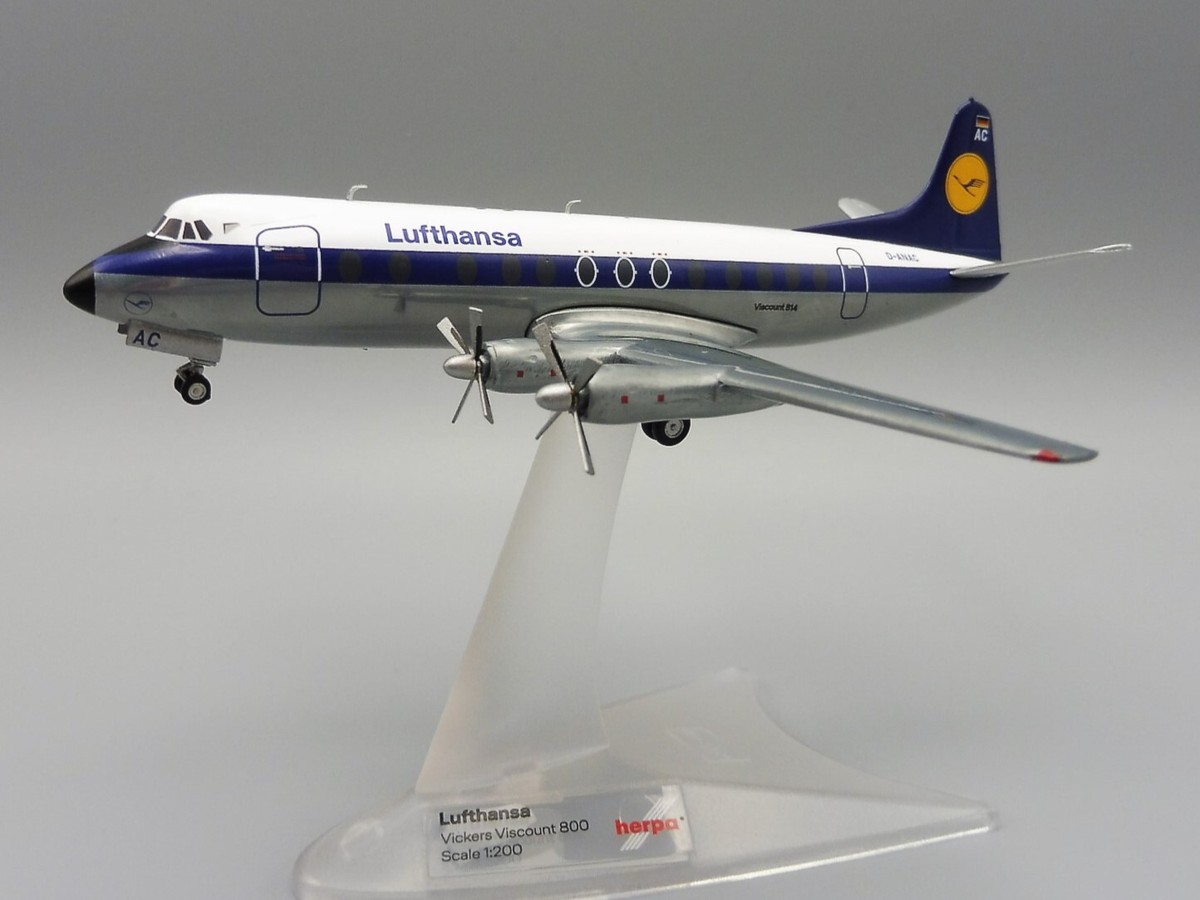 Lufthansa Vickers Viscount 814 1/200 Herpa 572255 D-ANAC 800 | eBay UK