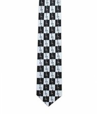 Treble Clefs on Black/White Squares Tie - Music Gift - Music Tie for Musicians