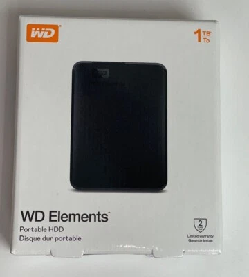 WESTERN DIGITAL NEW WD ELEMENTS 1TB 2TB PORTABLE EXTERNAL HARD DRIVE WDBUZG0010BBK WDBU6Y0020BBK