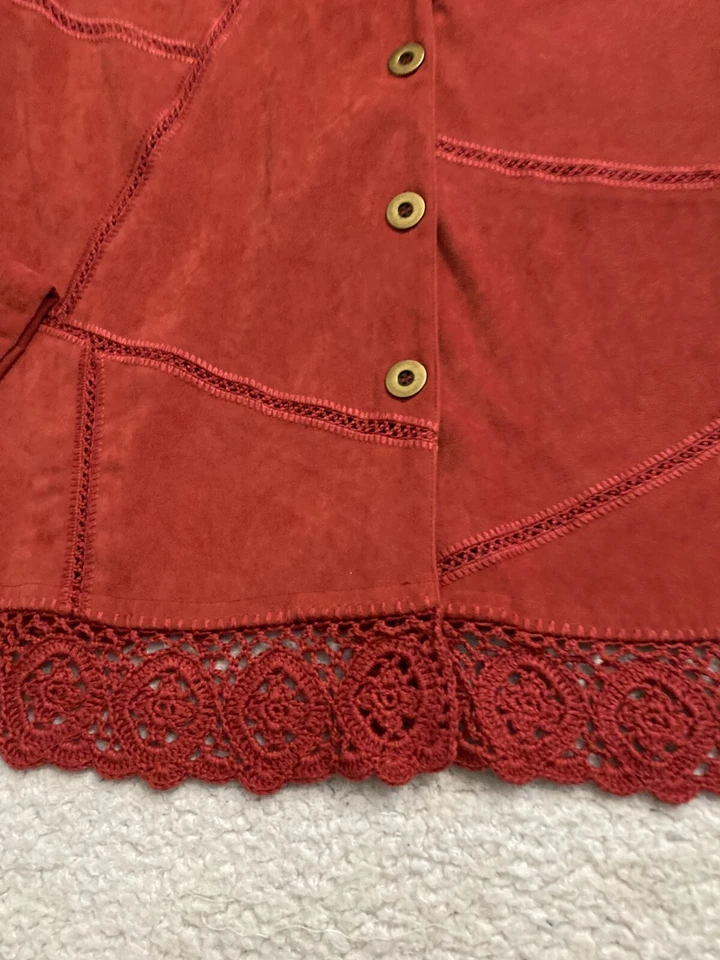 Koret Women Velvet Long Sleeve Shoulder Pads Button-Up Jacket Red Brown Size 22W - Image 2 of 4