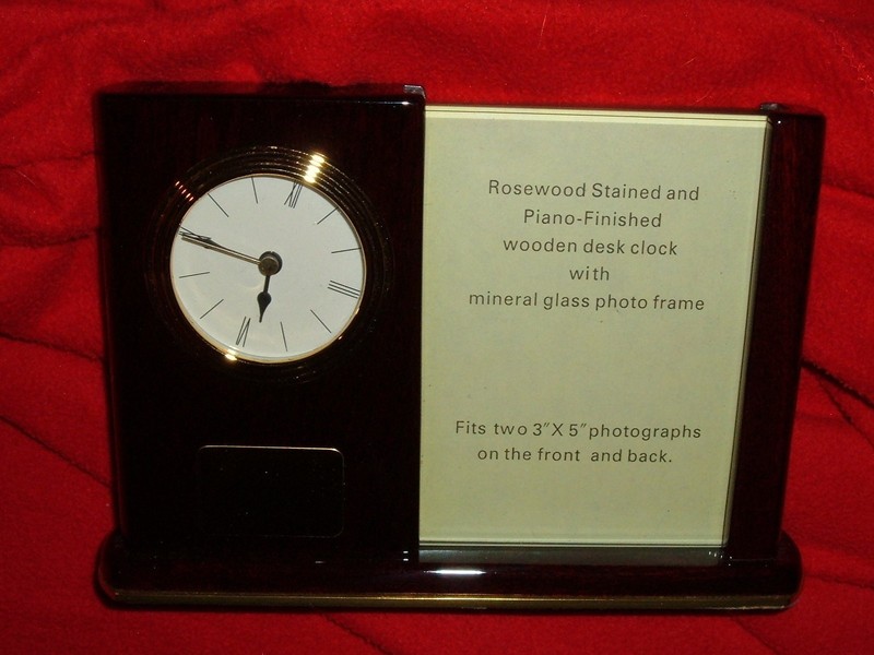 US Steel Rosewood Desk Clock Picture Frame NEW USX USS Office Den Promo NEW