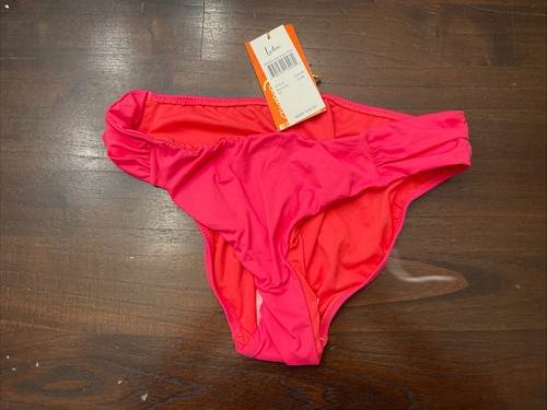 Leilani Coral Shirred SIde Bikini Bottoms Size 10 421