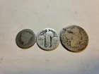 Unreadable dates: Standing Liberty Quarter, Barber Half, Nickel 90% Silver