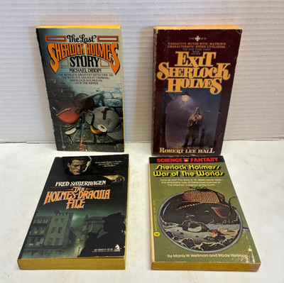 C5 Vintage Sherlock Holmes Mysteries 4-Paperback Lot Various Authors 1970's