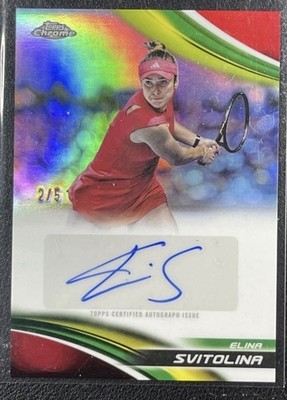 ELINA SVITOLINA 2025 TOPPS CHROME #CA-ESA AUTO RED REFRACTOR 2/5