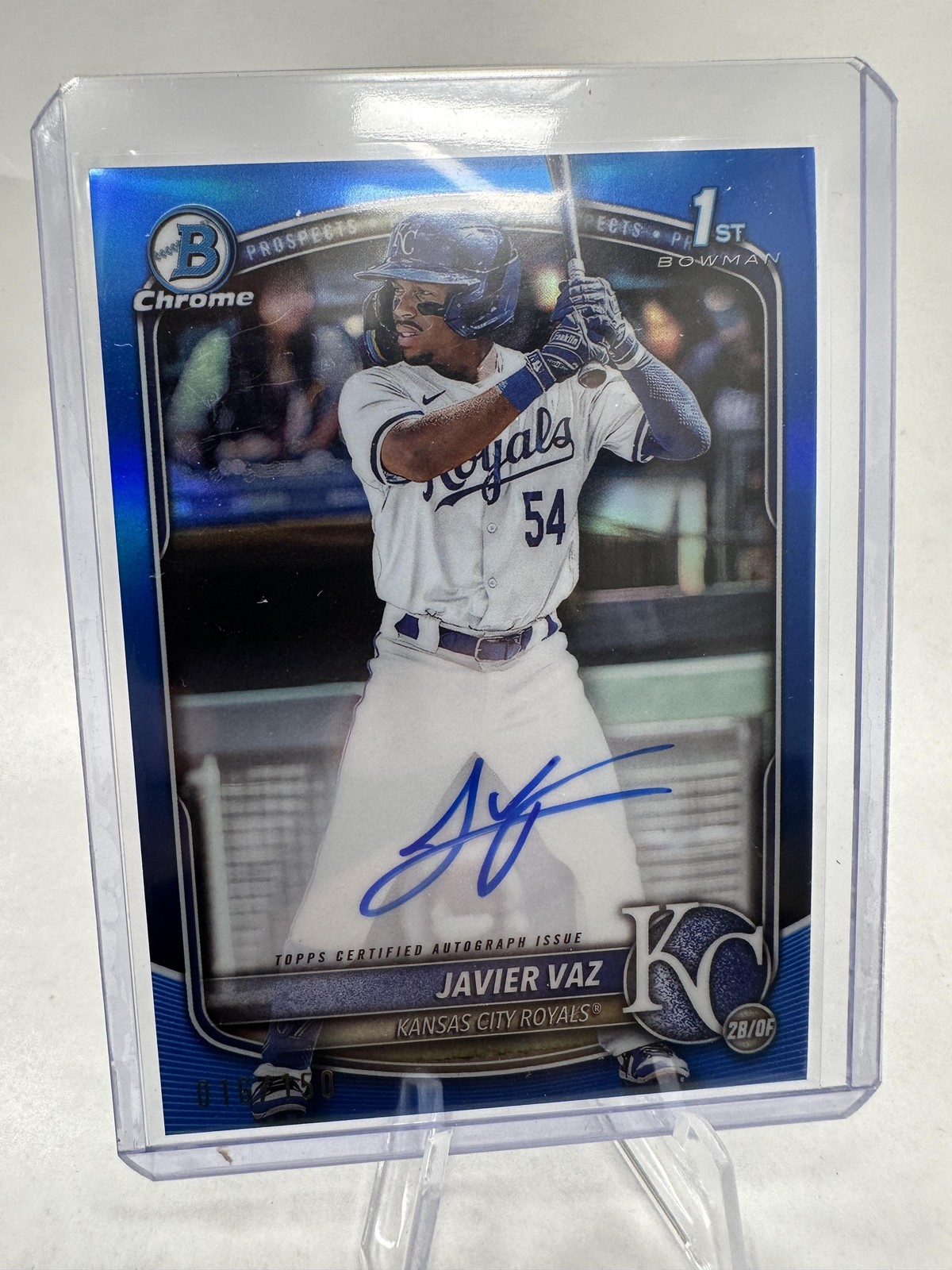 2025 Bowman #CPA-JVA Javier Vaz Chrome Prospects Autographs Blue Refractor #/150