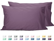 King Pillowcases Set of 2, 100 Cotton King Size King 20"x40" Dark Purple