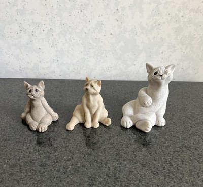 Quarry Critters Second Nature Design Cat Statues Carla, Junior Cesar, Carl Lot